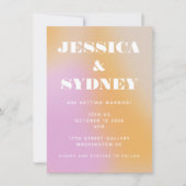 Retro Abstract roze en Oranje verloop bruiloft Kaart (Voorkant)