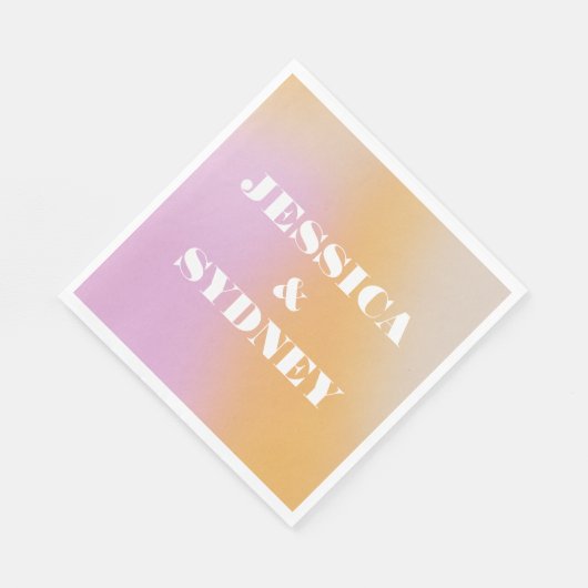 Retro Abstract roze en Oranje verloop bruiloft Servet (Hoek)