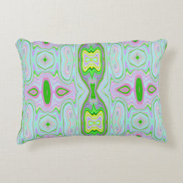 Retro Abstract roze, kalkgroen en Aqua Pattern Accent Kussen