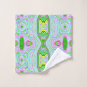 Retro Abstract roze, kalkgroen en Aqua Pattern Bad Handdoek (Wasdoekje)