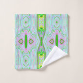 Retro Abstract roze, kalkgroen en Aqua Pattern Bad Handdoek (Wasdoekje)