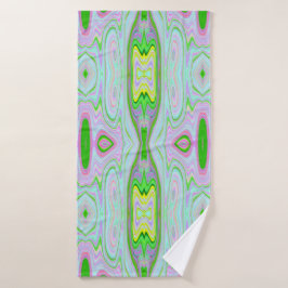 Retro Abstract roze, kalkgroen en Aqua Pattern Badhanddoek