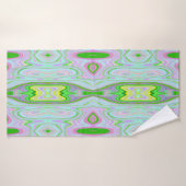 Retro Abstract roze, kalkgroen en Aqua Pattern Badhanddoek (Badhanddoek)
