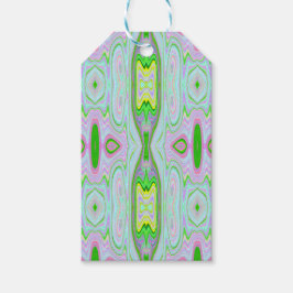 Retro Abstract roze, kalkgroen en Aqua Pattern Cadeaulabel