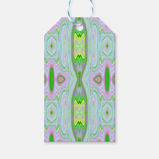 Retro Abstract roze, kalkgroen en Aqua Pattern Cadeaulabel (Voorkant)