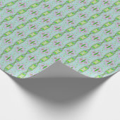 Retro Abstract roze, kalkgroen en Aqua Pattern Cadeaupapier (Hoek)