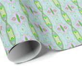 Retro Abstract roze, kalkgroen en Aqua Pattern Cadeaupapier (Rol Hoek)