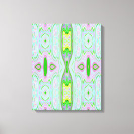 Retro Abstract roze, kalkgroen en Aqua Pattern Canvas Afdruk