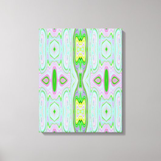 Retro Abstract roze, kalkgroen en Aqua Pattern Canvas Afdruk (Voorkant)