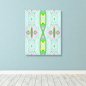 Retro Abstract roze, kalkgroen en Aqua Pattern Canvas Afdruk (Insitu (Houten vloer))