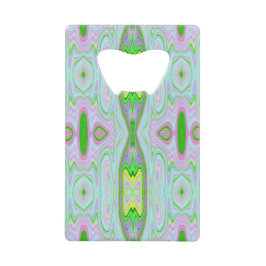 Retro Abstract roze, kalkgroen en Aqua Pattern Creditkaart Flessenopener
