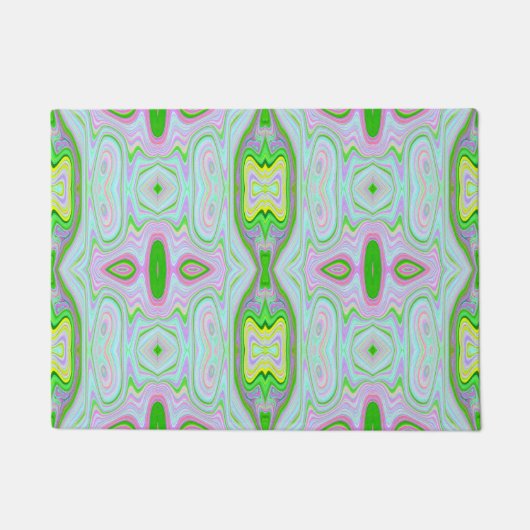 Retro Abstract roze, kalkgroen en Aqua Pattern Deurmat (Voorkant)