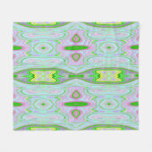 Retro Abstract roze, kalkgroen en Aqua Pattern Fleece Deken (Voorkant (Horizontaal))