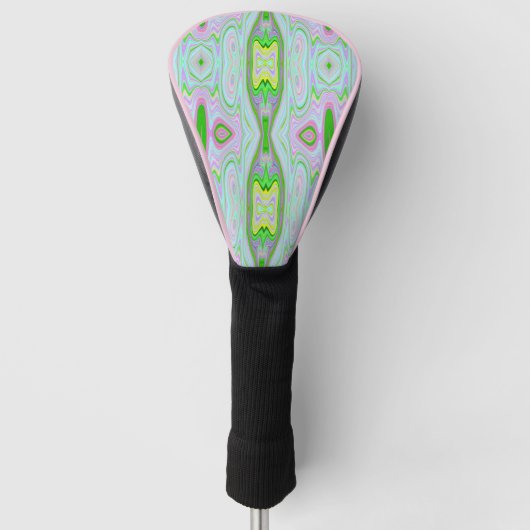 Retro Abstract roze, kalkgroen en Aqua Pattern Golfheadcover (Voorkant)