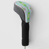 Retro Abstract roze, kalkgroen en Aqua Pattern Golfheadcover (Schuin)