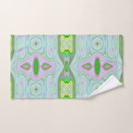 Retro Abstract roze, kalkgroen en Aqua Pattern Handdoek