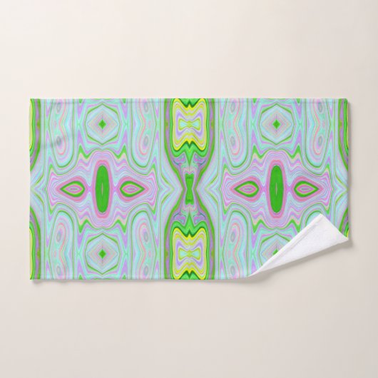 Retro Abstract roze, kalkgroen en Aqua Pattern Handdoek (Handdoek)