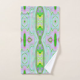 Retro Abstract roze, kalkgroen en Aqua Pattern Handdoek