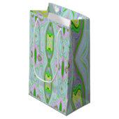 Retro Abstract roze, kalkgroen en Aqua Pattern Klein Cadeauzakje (Voorkant Gekanteld)