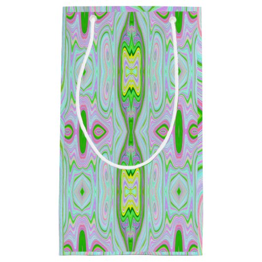 Retro Abstract roze, kalkgroen en Aqua Pattern Klein Cadeauzakje (Voorkant)