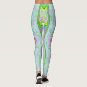 Retro Abstract roze, kalkgroen en Aqua Pattern Leggings (Achterkant)