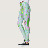 Retro Abstract roze, kalkgroen en Aqua Pattern Leggings (Links)