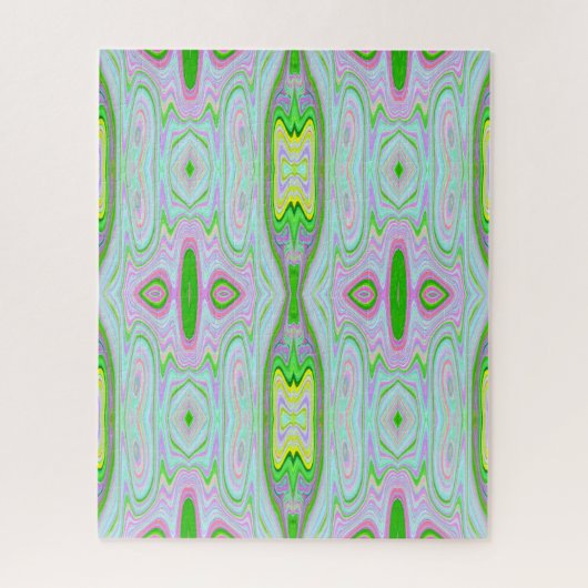Retro Abstract roze, kalkgroen en Aqua Pattern Legpuzzel (Verticaal)
