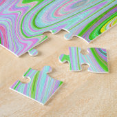 Retro Abstract roze, kalkgroen en Aqua Pattern Legpuzzel (Zijkant)