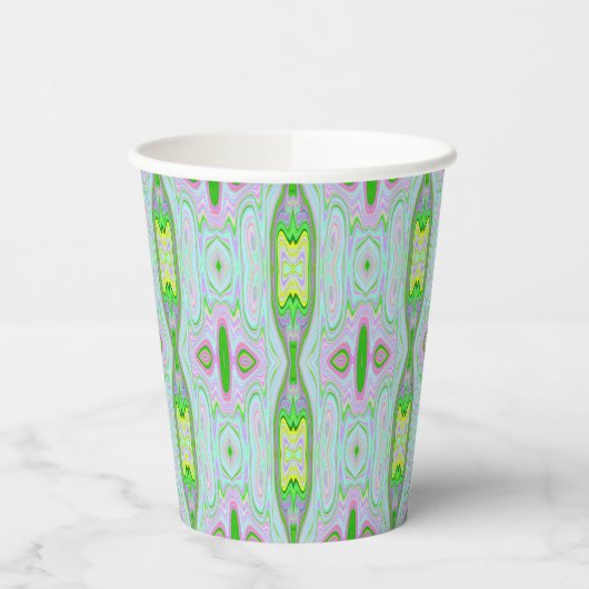 Retro Abstract roze, kalkgroen en Aqua Pattern Papieren Bekers (Links)