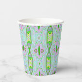Retro Abstract roze, kalkgroen en Aqua Pattern Papieren Bekers (Voorkant)