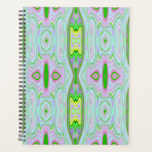 Retro Abstract roze, kalkgroen en Aqua Pattern Planner (Voorkant)