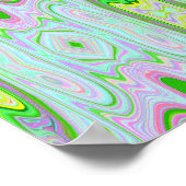 Retro Abstract roze, kalkgroen en Aqua Pattern Poster (Hoek)