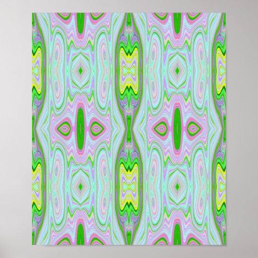 Retro Abstract roze, kalkgroen en Aqua Pattern Poster (Voorkant)