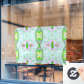 Retro Abstract roze, kalkgroen en Aqua Pattern Raamsticker (Cafe Raam)