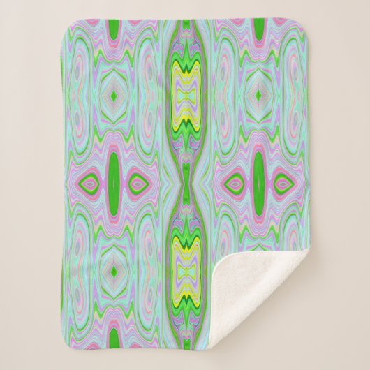 Retro Abstract roze, kalkgroen en Aqua Pattern Sherpa Deken (Voorkant)