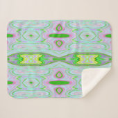 Retro Abstract roze, kalkgroen en Aqua Pattern Sherpa Deken (Voorkant (horizontaal))