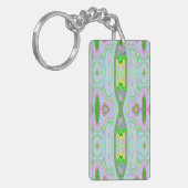 Retro Abstract roze, kalkgroen en Aqua Pattern Sleutelhanger (Voorkant Links)