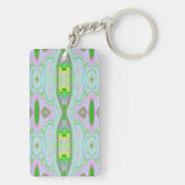 Retro Abstract roze, kalkgroen en Aqua Pattern Sleutelhanger (achterkant)