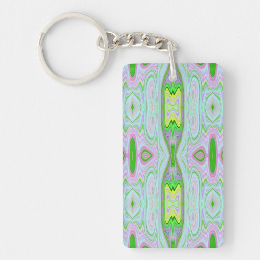 Retro Abstract roze, kalkgroen en Aqua Pattern Sleutelhanger (Voorkant)