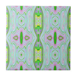 Retro Abstract roze, kalkgroen en Aqua Pattern Tegeltje
