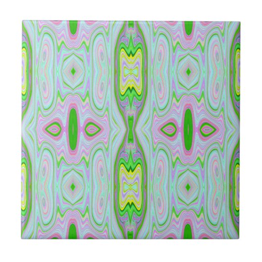 Retro Abstract roze, kalkgroen en Aqua Pattern Tegeltje (Voorkant)