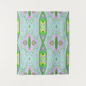 Retro Abstract roze, kalkgroen en Aqua Pattern Wandkleed (Voorkant)