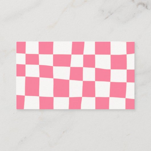 Retro Abstract roze witte chequeartikelen Visitekaartje (Achterkant)