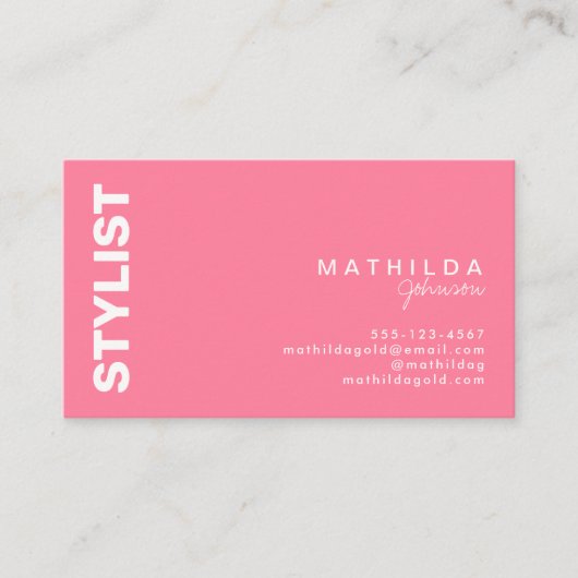 Retro Abstract roze witte chequeartikelen Visitekaartje (Voorkant)