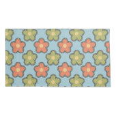 Retro Abstract Sinaasappel en Groene Bloemen op Bl Kussensloop (Achterkant-Links)