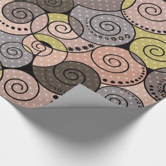 Retro, abstract, spiraalvormig cadeaupapier (Hoek)