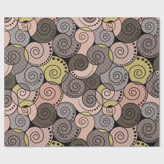 Retro, abstract, spiraalvormig cadeaupapier (Vlak)