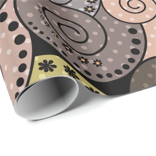 Retro, abstract, spiraalvormig cadeaupapier (Rol Hoek)