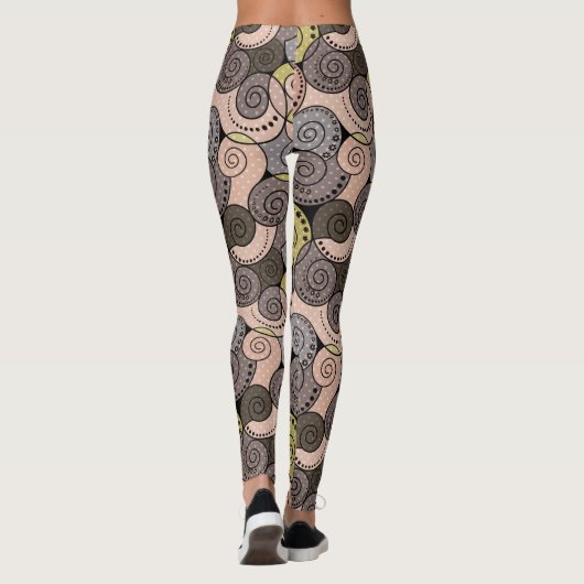 Retro, abstract, spiraalvormig leggings (Achterkant)