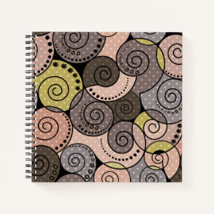 Retro, abstract, spiraalvormig notitieboek